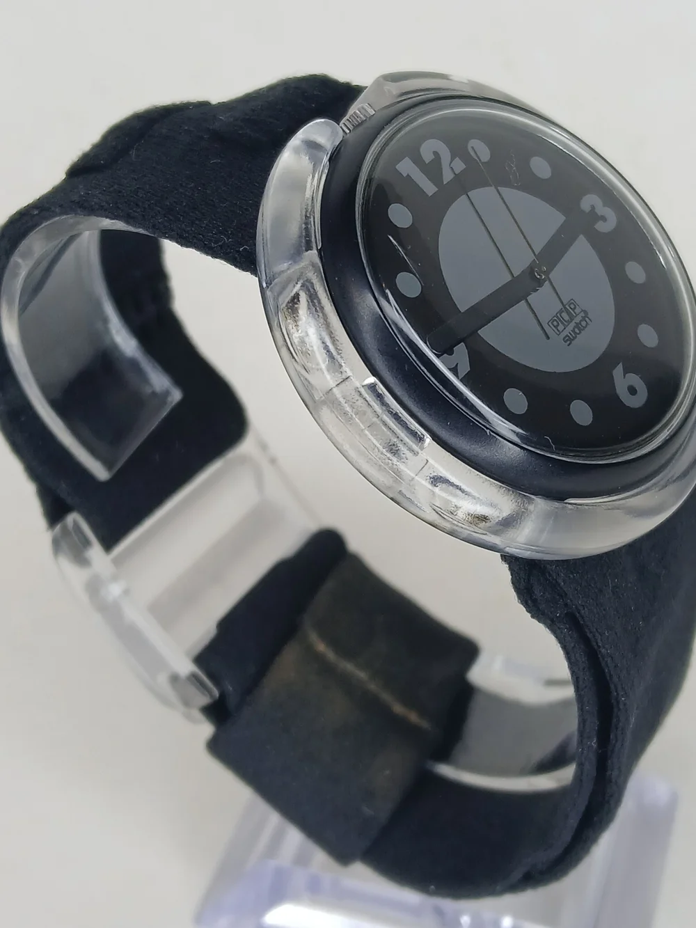 Swatch Black POP Watch with Clear Bezel
